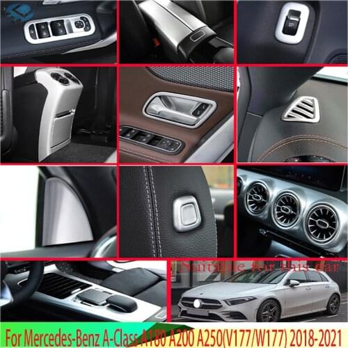 For Mercedes-Benz A-Class A180 A200 A250(V177/W177) 2018 2019 Car Decoration ABS Chrome Inside Interior Cover Trim Full Set 25Pc