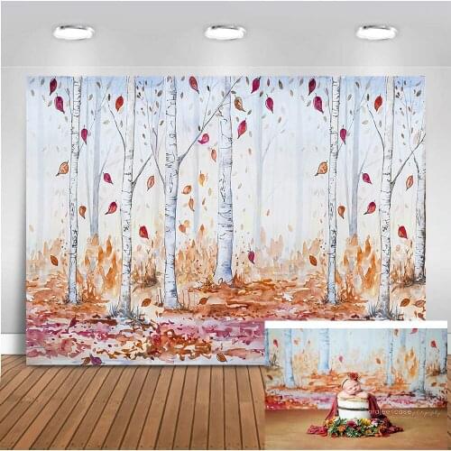 Photography backdrop newborn baby Maple leaf autumn fall photo shoot portrait forest background for photo booth studio supplies