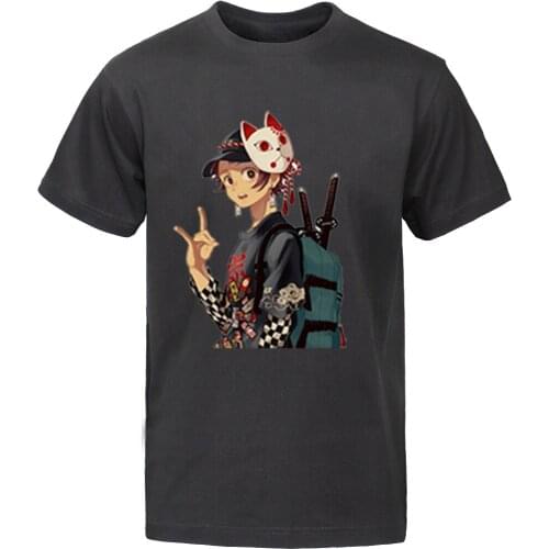 Demon Slayer Tshirts Tanjiro Kamado Men T Shirt Kimetsu No Yaiba Summer Homme Harajuku T Shirts Round Neck Tops Short Sleeve Tee