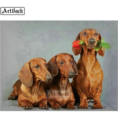 ARTBACK 5d diy diamond painting dog animal full square collie sticker rhinestone 3d diamond mosaic diamond embroidery home decor