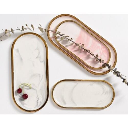 Toilet Tray In Marble Ceramic Bowl Tray In Nordic Restaurant Tray For Cosmetics From Table Accessories For Gift Decoration