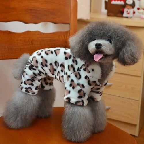 Leopard Flannel Dog Clothes Pet Clothing For Dogs Jumpsuit Soft Dog Coat Jacket Pet Outfit For Dogs Costume Chihuahua Pajamas