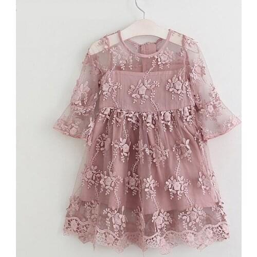 Girls Summer Floral Dress Kids Casual Aline Princess Dresses For Girls Children Summer Lace Party Clothes 3-7 Y Cute Vestidos