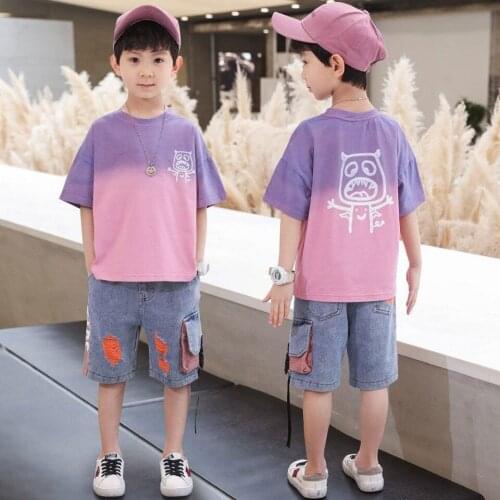 Summer 2021 Kids Boys Clothing Set Tops Pullover T-shirt + Pants 2PCS Outfits Sports Boys Clothes Casual Children Clothing Suit