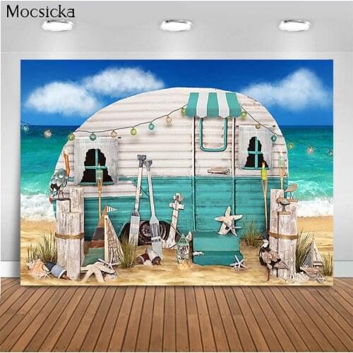 Mocsicka Baby Shower Background Beach Caravan Decoration Style Child Portrait Background Photography Banner