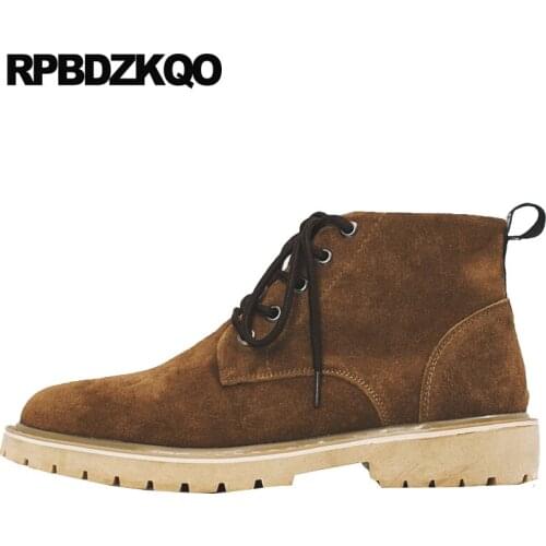 Men shoes military short faux fur outdoor suede booties autumn army winter lace up black 2019 flat brown retro combat boots