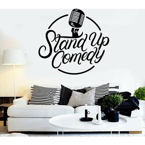 Wall Vinyl Decal Words Stand Up Comedy Microphone Concert Wall Stickers Mural Home Decorations Bedroom Teen Room Decor A501