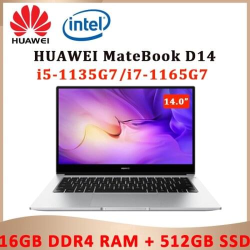 Huawei MateBook D14 2021 laptop i5-1135G7/ i7-1165G7 16GB RAM 512GB SSD WiFi6 14inch IPS full-screen notebook computer Ultrabook