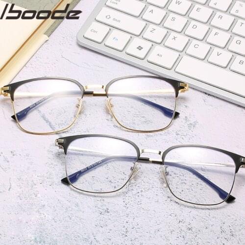 Iboode Myopia Glasses Women Men Retro Metal Frame Square Students Short Sight Eyewear for Unisex fashion brand design 2020 new