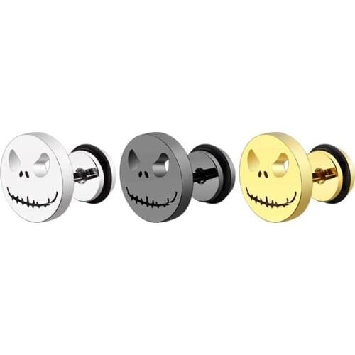 Wholesale Jewelry -- Titanium steel Halloween Pumpkin Stud Earrings For Men Women Jewelry 3 Gold Color