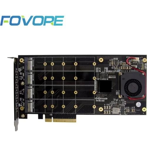 PCIe 3.0 X4 PLX8724 to 4 Port M.2 NVMe SSD Adapter Expansion Card Quad Mkey Nvme to Pci-E Converter for PC 32G/bps win10 linux