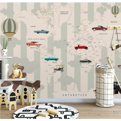 CJSIR Custom Wallpaper for Childrens Room TV Background Wall Cloth Custom Mural Bedroom Cartoon Animal Car Bedroom Furnitur