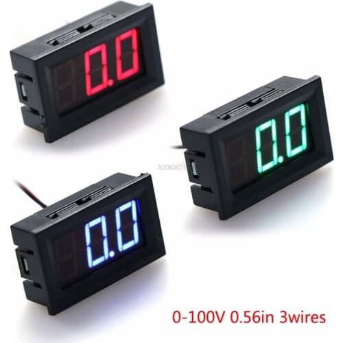 DC 0-100V 3-Wire Voltmeter LED 0.56in Digital Voltage Meter Panel Monitor Tester May08 Dropship
