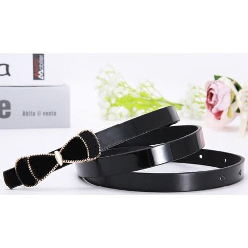 New Flower Bowknot Buckle Belt Fashion Thin Casual Belt For Women Leather Belt Female Straps Waistband For Apparel Accessories