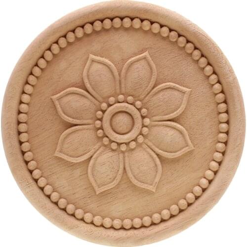 RUNBAZEF Vintage Unpainted Wood Carved Corner Onlay Applique Frame For Home Furniture Wall Cabinet Door Decor Crafts