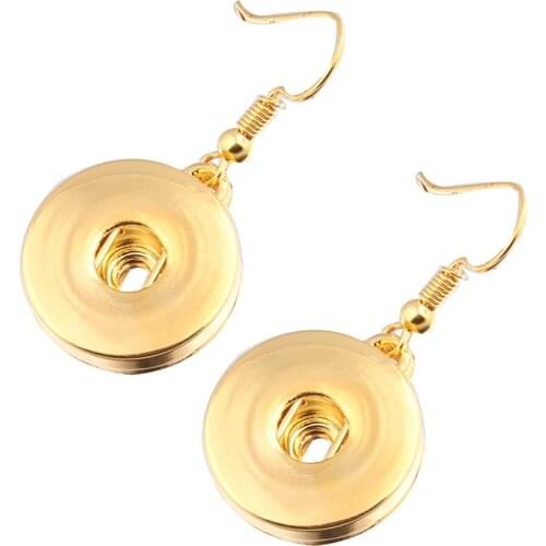Fashion Lady Silver Color Gold Jewelry Fit 12mm 18mm Snap Button Drop Earrings For Women Girls Gift Brincos ZI082
