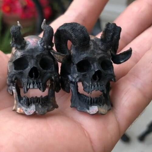 Punk Gothic 302L Stainless Steel Demon Satan Goat Skull and Skull Ring Retro Mens Party Biker Jewelry