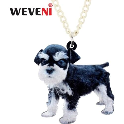 WEVENI Acrylic Cartoon Miniature Schnauzer Dog Necklace Pendant Choker Animal Pets Jewelry For Women Girls Gift Accessories 2019