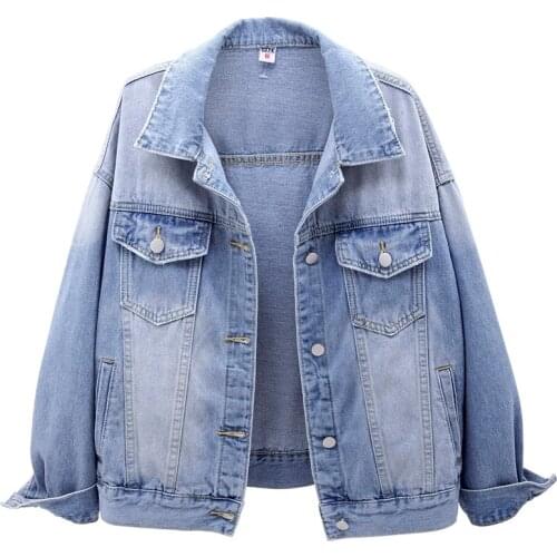 2021 Spring Autumn New Denim Jacket Women Korean Solid Long Sleeve Loose Single-Breasted Vintage Jeans Coat Ladies Clothes G817