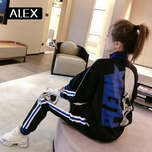AlexPlein Joggers Women Sweatjacket Streetwear Rhinestones Star Skull Zipper Femme Hiphop 100% Cotton Couple clothes Sports New