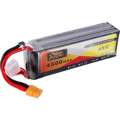 ZOP 7.4V 11.1V 14.8V 22.2V Lipo Battery 2S 3S 4S 5S 6S 4500Mah 45C Power XT60 Connector For RC Drone Quadcopter Car Spare Parts