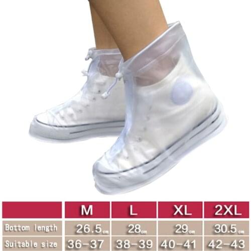 1Pair Waterproof EVA Shoe Covers Protector Unisex Non-slip Zipper Shoecover Reusable Rain Cover Cases for Women Men 36-43 Size