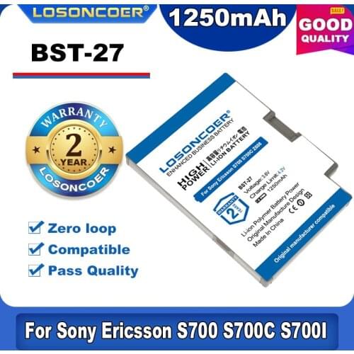 100% Original LOSONCOER 1250mAh BST-27 Battery For Sony Ericsson S700 S700C S710A Z600 Z608 S700i Z608c Battery