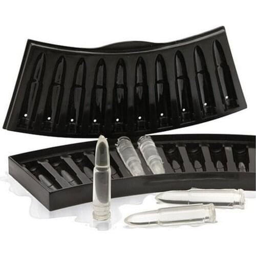 3D AK 47 Bullets Shape Plastic Frozen Ice Jelly Pudding Mold Cube Tray Former Bar Party Drink DIY Mould SQ1022