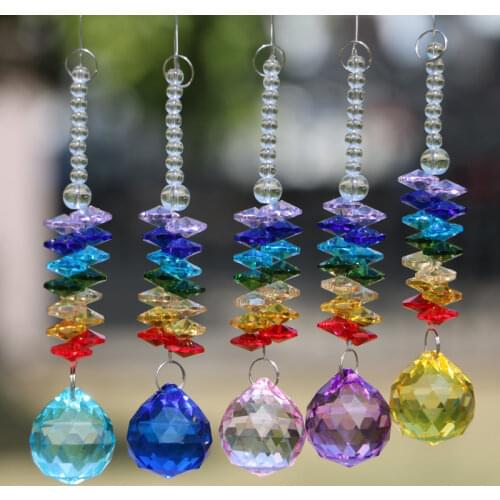 5pcs Crystal Sun Catcher Rainbow Maker Hanging Chandelier Ball Prisms Chakra Suncatcher Garden Home Decoration