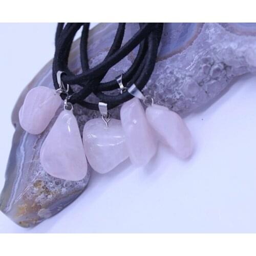 5PCS Natural Stone Pendants Suspension Quartz Powder Crystal Necklaces & Pendants Fashion Jewelry Choker Necklace Bijoux Chain