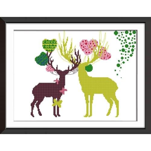Abstract painting deer cross stitch kit animal18ct 14ct 11ct count print stitching embroidery DIY handmade needlework plus