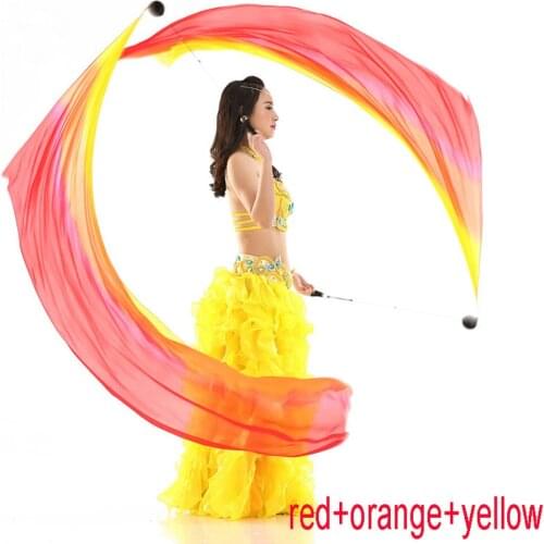 100% Real Silk Belly Dance Veil Poi Streamer for bellydancing accessory 1pair S/M/L/XL