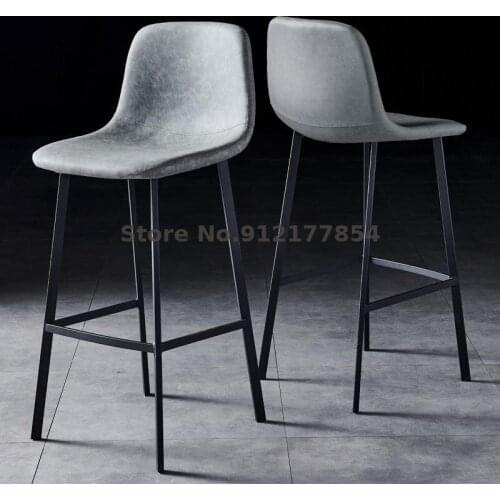 Bar Stools Light Luxury Bar Chairs Nordic Wrought Iron Backrest High Stools Modern Minimalist Front Desk Cafe Chairs