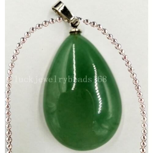 Free Shipping Women Fashion Jewelry Aventurine Water Drop Necklace With Chain 1pcs C5404