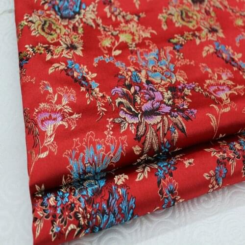 CF96 1Yard Bride Flower Jacquard Brocade Fabric Chinese Style Wedding Fabric For Bride Festive Cloth Stage Antique Patchwork