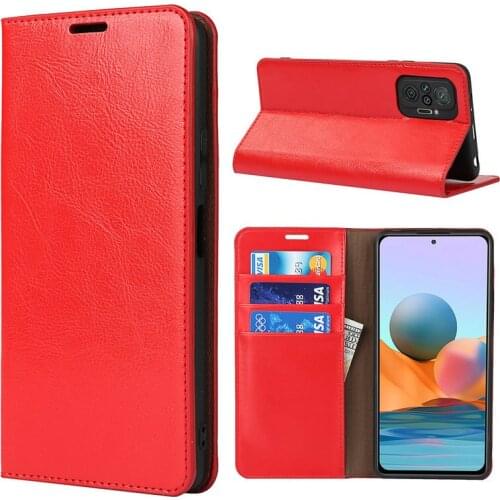 Genuine Leather Case For Xiaomi Redmi Note 10 5G Capa Folio Book Wallet Redmi Note 10T Flip Stand Cover Xiaomi Redmi Note 10 Pro