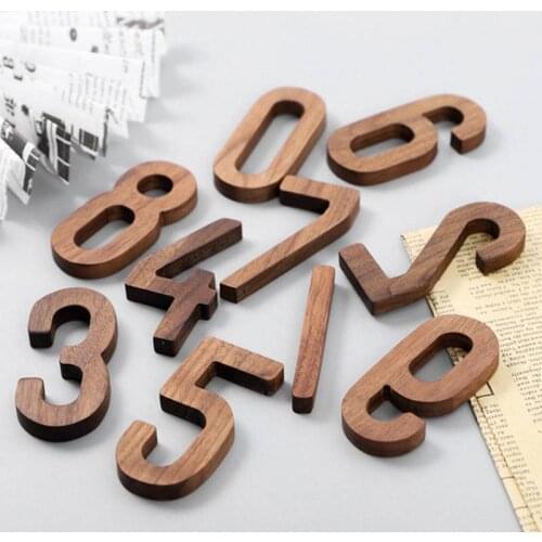 Black Walnut Solid Wood House Number 0-9 Log Digital Wall Decoration Ornaments Door Address Number