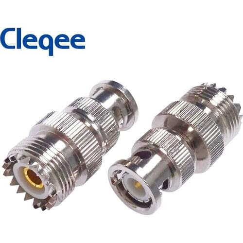 Cleqee 1PC BNC Male Plug To SO239 UHF Female PL-259 Jack RF Coaxial Adapter Cable Connector C20066