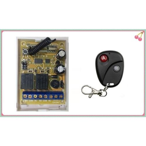 DC 12V DC 24V 2CH RF Wireless Remote Control Lighting Switch System transmitter Receiver 2CH Relay Smart Home Garage Door/lamp