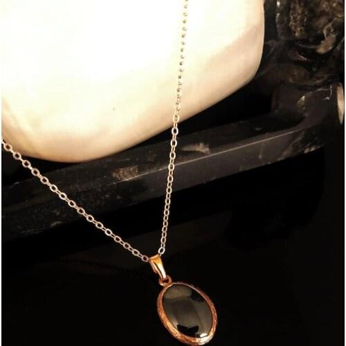 Dr Stone Natural Stone Women Hematite Stone Rose Gold Plated Necklace KRB 372835411