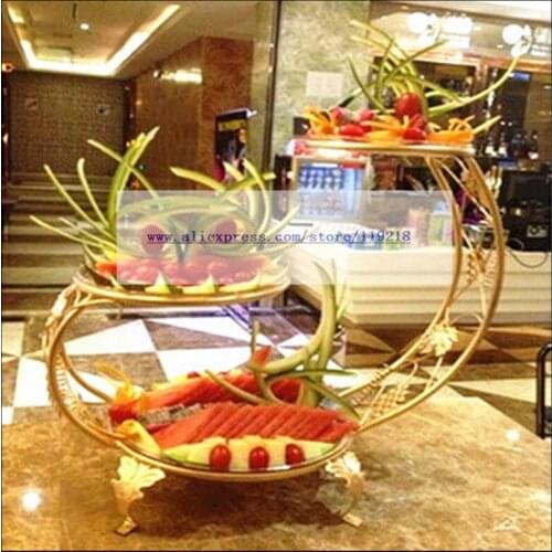 European modern creative fruit tray three-layer metal snack rack multi-layer dried fruit rack ktv fruit plate bar