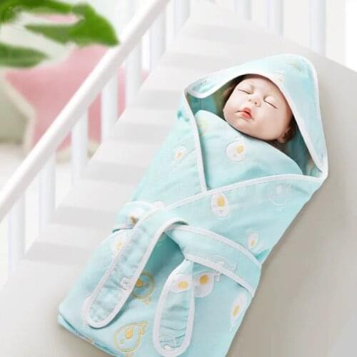 Cotton Gauze Newborn Baby Wrap Blankets Swaddle Newborn Child Envelopes Wearing Hat Windproof Baby Swaddle Childrens Bath Towel