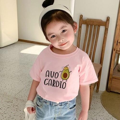 Innovation Harajuku Baby Girl Tshirt Cartoon Cute Avocado Printed Boys T Shirt Pink Clothes Kids Tops Summer Kawaii Short Sleeve