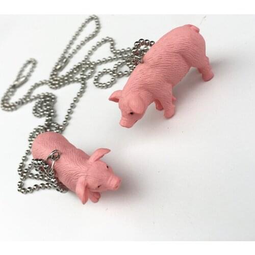 Kawaii Simulation Domestic Pig Necklace for Women Cute Pink Piggy Pendant Necklaces Girl Funny Piglet Dangle Jewelry Child Gifts