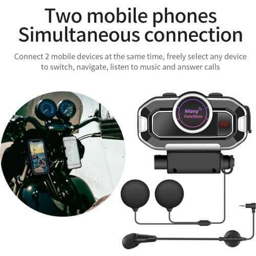 Kebidumei Motorcycle Headset Waterproof Bluetooth Helmet Wireless Headphones Long Standby Stereo Music Player Support Fm Radio