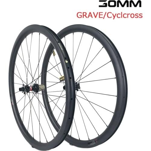 HULKWHEELS Gravel Cyclocross Disc Brake Carbon Wheelset 29*30mm Tubeless Ready Rims 24H 28H 13 Types Of Hub For Road Cycling