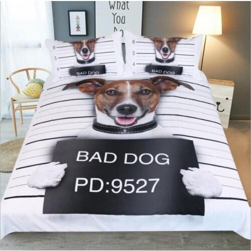 3D Bad Pet Dog Kids Bedding Set US/AU Queen Size Bedclothes Bad Dog Home Twin Full King Size Adults Double Bedding Kit