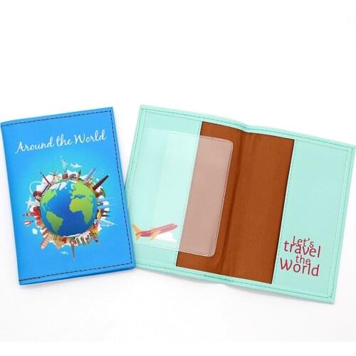 Travel Around The World Series Leather Passport Cover Men Women Fashion Travel Passport Holder Case Wallet ID Bank Card Holders