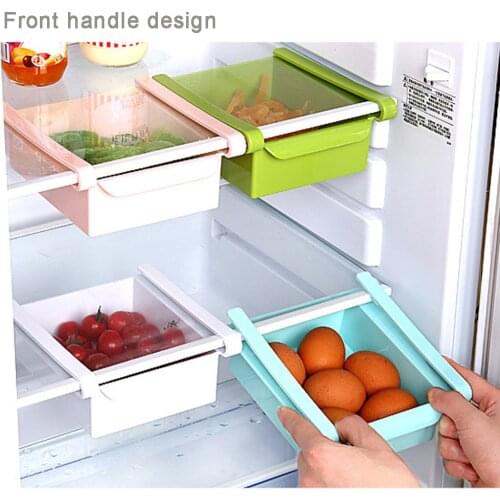 Kitchen Fridge Freezer Slide Drawer type Space Saver Storage Organizer Rack Shelf Holder Storage Boxes Bins Plastic Box