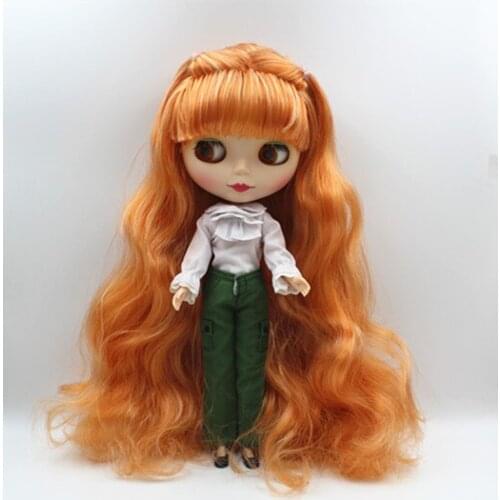 Blygirl Blyth doll Nude doll orange white bangs dolls can close your eyes frosted mask 1/6 multi-joint body dolls